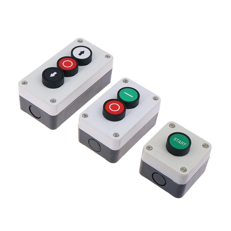 Caja de botones de Control Industrial de parada de emergencia, 1 unidad, con símbolo de flecha, arranque CNC, interruptor de botón impermeable autosellante