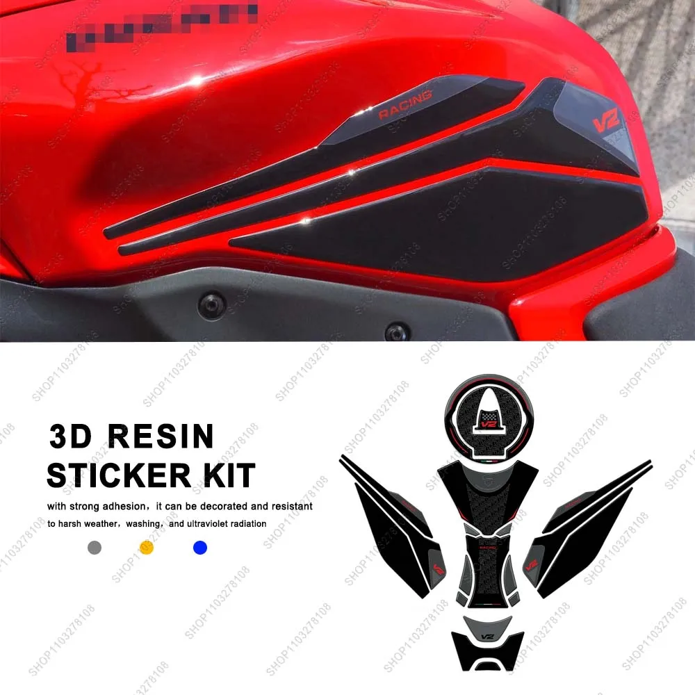 

3D gel Resin Decal kit Motorcycle Accessories Fuel tank pad Protection Sticker Anti-scratch For Ducati Streetfighter V2 V2s 2025