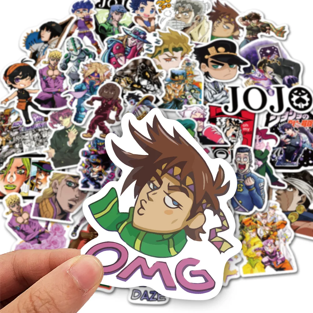 50pcs Anime JoJo\'s Bizarre Adventure Graffiti Stickers Waterproof Laptop Skateboard Stickers Decoration Supplies