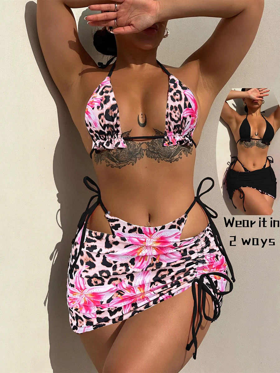 

XS - L Two-side Wearable Reverside Bikini Women Swimwear Female Swimsuit Three-pieces Bikini Set Bathing Suit Swim Beachwear