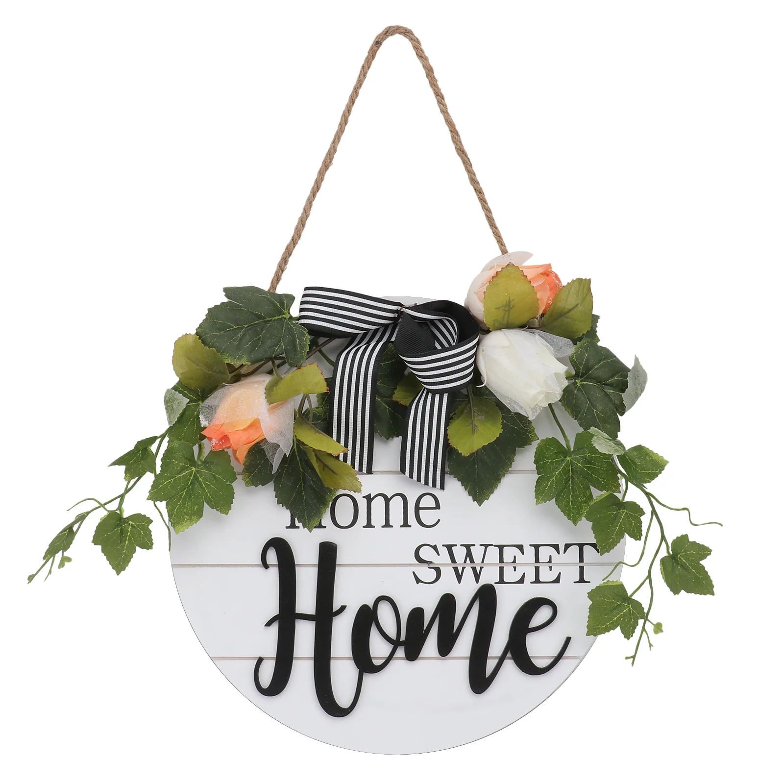 Listing Family Decor Artificial Wreath Decorate Chic Doorplate Plastic Household Wooden Sign Pendant