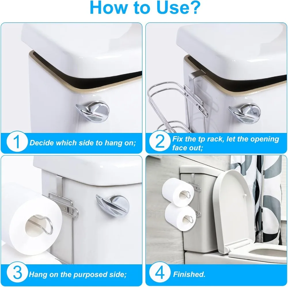 Over the Tank Toilet Paper Roll Holder Stainless Steel Bathroom Tissue Storage Rack, Chrome view 5