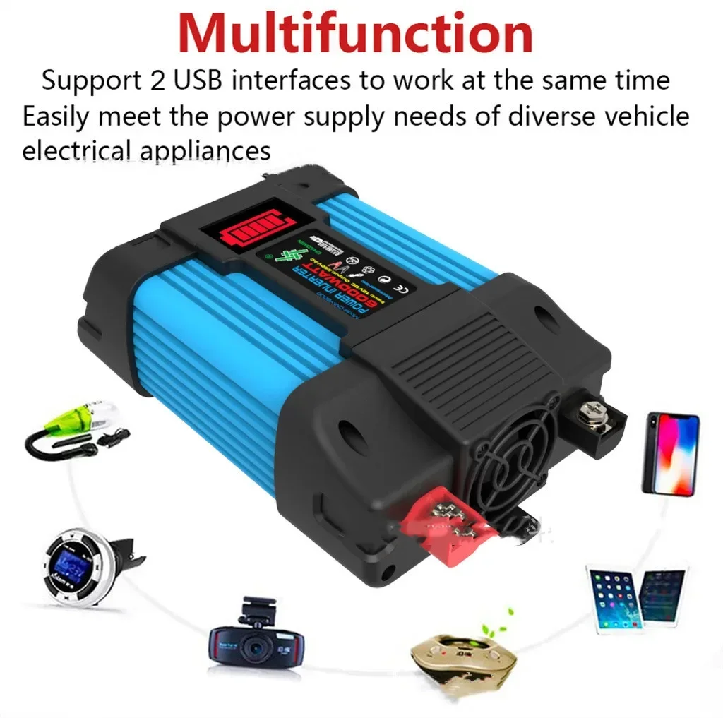 Little Blue Bee 12V220V/110V300W500W Car Inverter LED Display Dual USB Car Inverter for Car Electronics for Cigarette Lighter