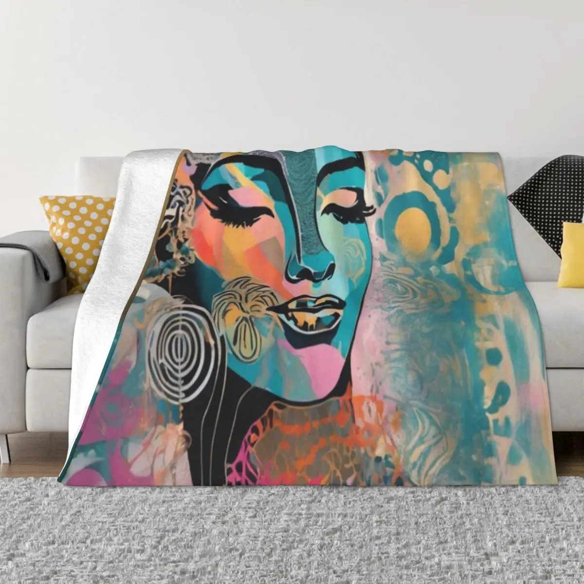 Couverture en microfleece ultra-douce Blissful Illuminara Muse Of Meditative Radiance, décoration personnalisée pour la maison, douillette et confortable