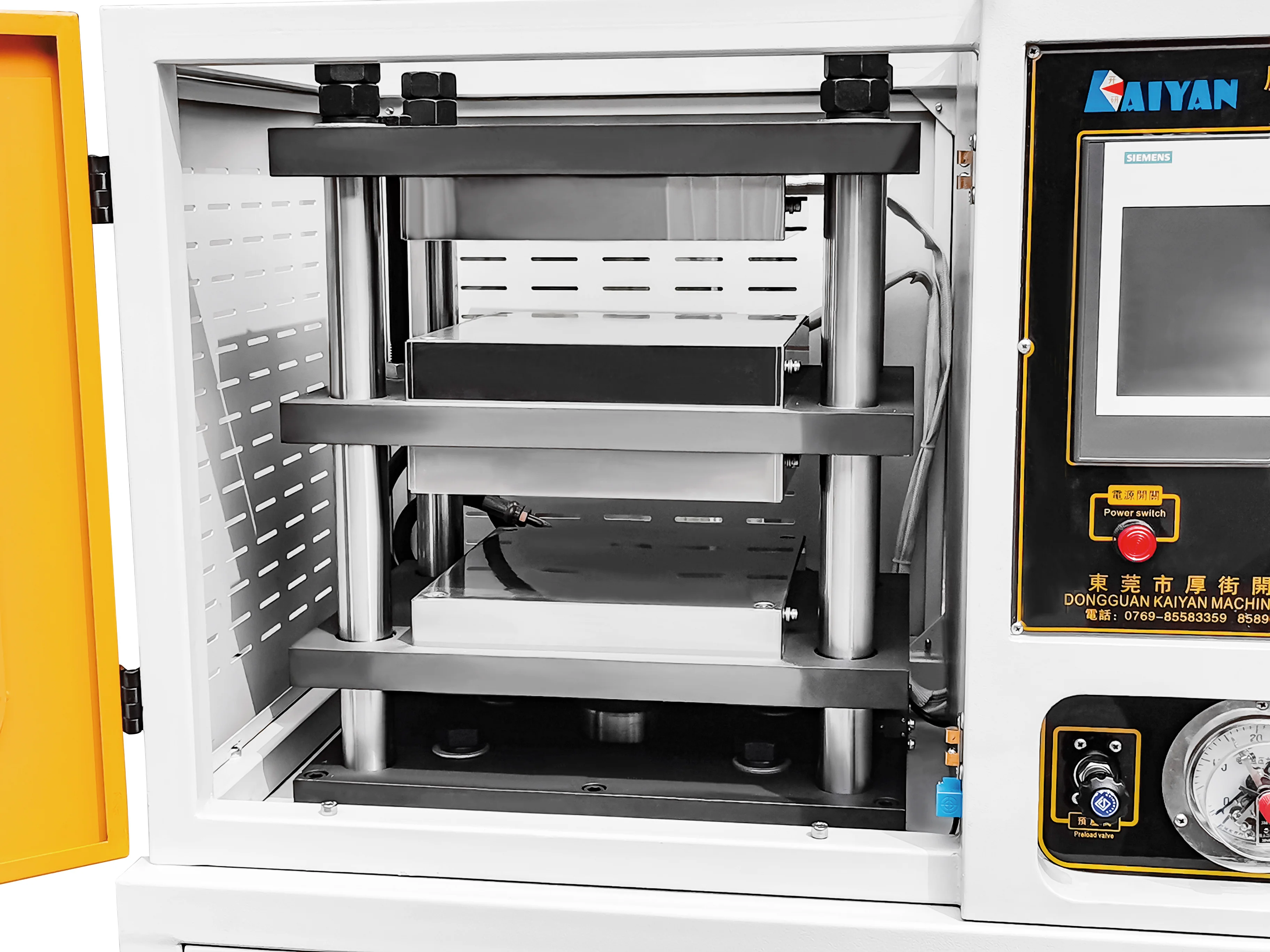 Piccola pressa per materiale polimerico in plastica siliconica di gomma per vulcanizzazione