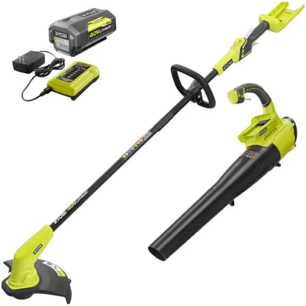 

40V Cordless Battery Attachment Capable String Trimmer and Leaf Blower Combo Kit (2-Tools) w/ 4.0 Ah Battery & Charger