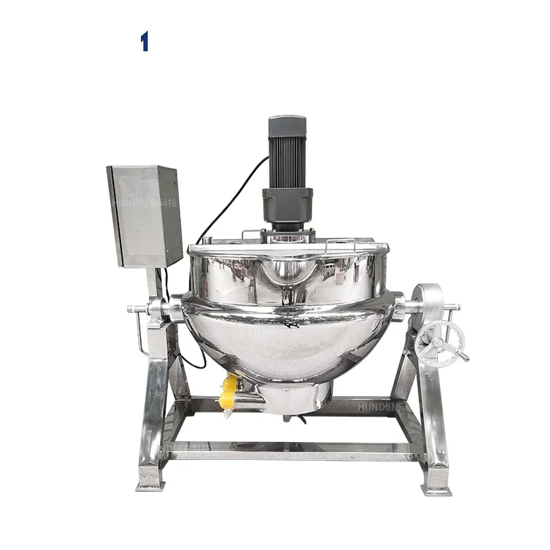 

Stainless Steel 50L- 600L industrial jacketed kettle with agitator sanitary porridge soup boiler mixing cooking jacketed kettle