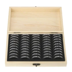 Coins Storage Box Adjustable Antioxidative Wooden Commemorative Coin Collection Case with Adjustment Pad