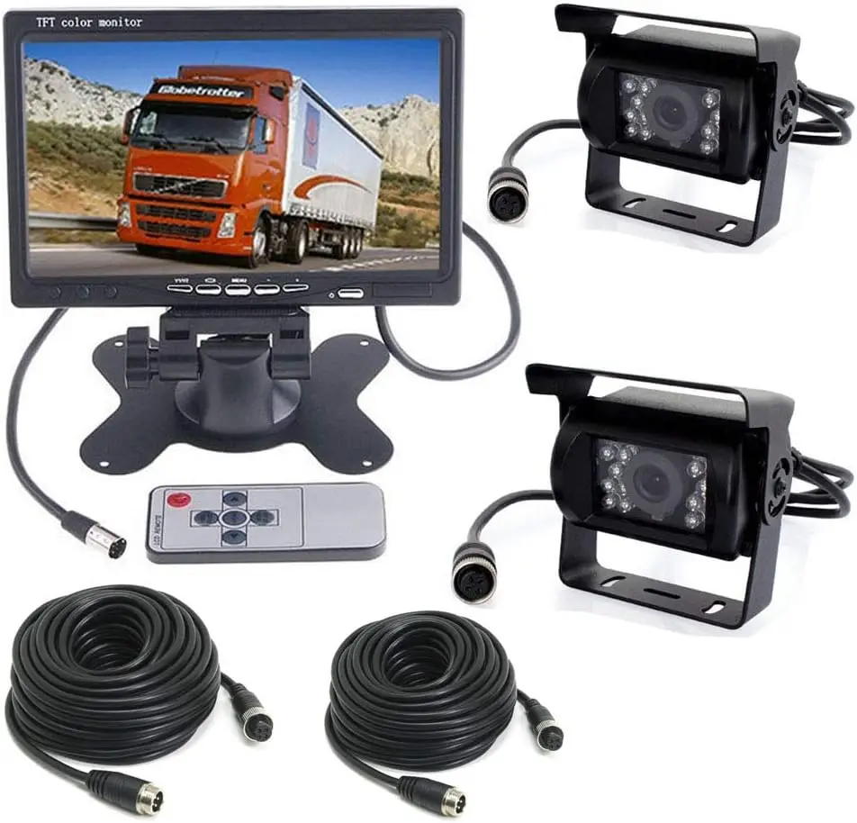 2x 18 LED IR Night Vision CCD Car Vehicle Reversing Backup Camera 4Pin Waterproof + 7