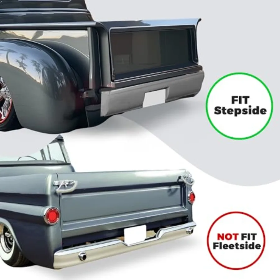 مقلاة لف المصد الخلفي متوافقة مع 19471953 شيفروليه تشيفي السلسلة الأولى جي إم سي لوحة التقاط شاحنة ستيبسايد ستيل للكلاسيكية V