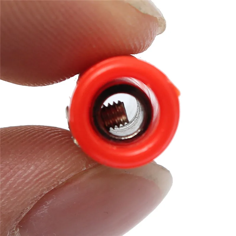 2PCS Copper Silicone Insulated In Line Banana Female Jack Socket Converter Adapter Plug Connector Red Black