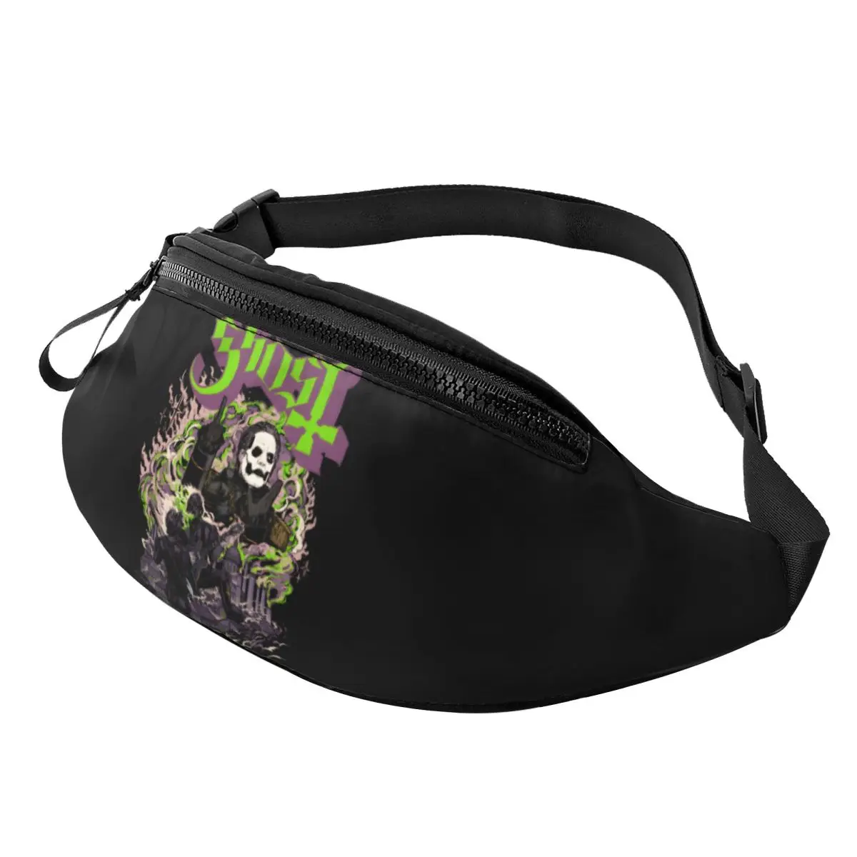 

Custom Casual G-Ghosts Rocks Metal Music Fanny Pack Women Men Punk Crossbody Waist Bag for Travel Cycling Phone Money Pouch