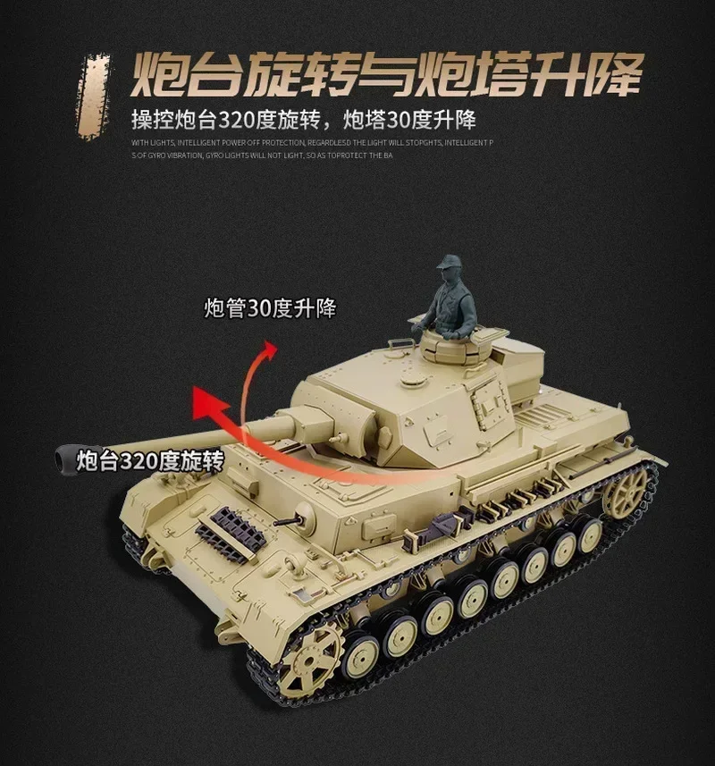 2024 Hot German Iv F2 Tank 1:16 2.4ghz Infrared Battle Barrel Telescopic Multi-Function Remote Control Competitive Tank Xmas Toy