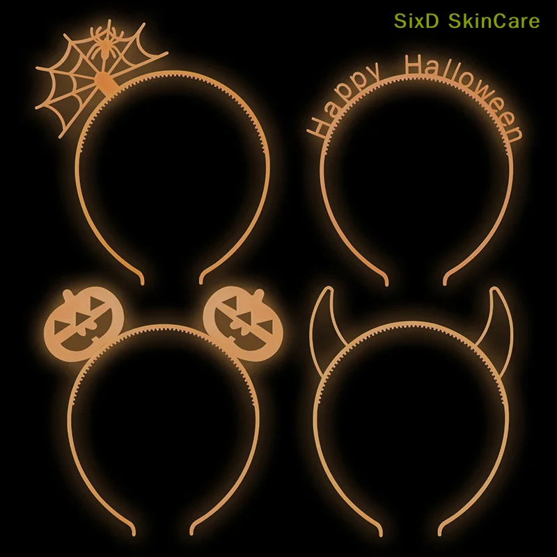 4pcs/set Halloween Glow-In-The-Dark Fun Kids Hair Band Women's Party Adult Hair Accessories Spider Web Pumpkin Hair Band