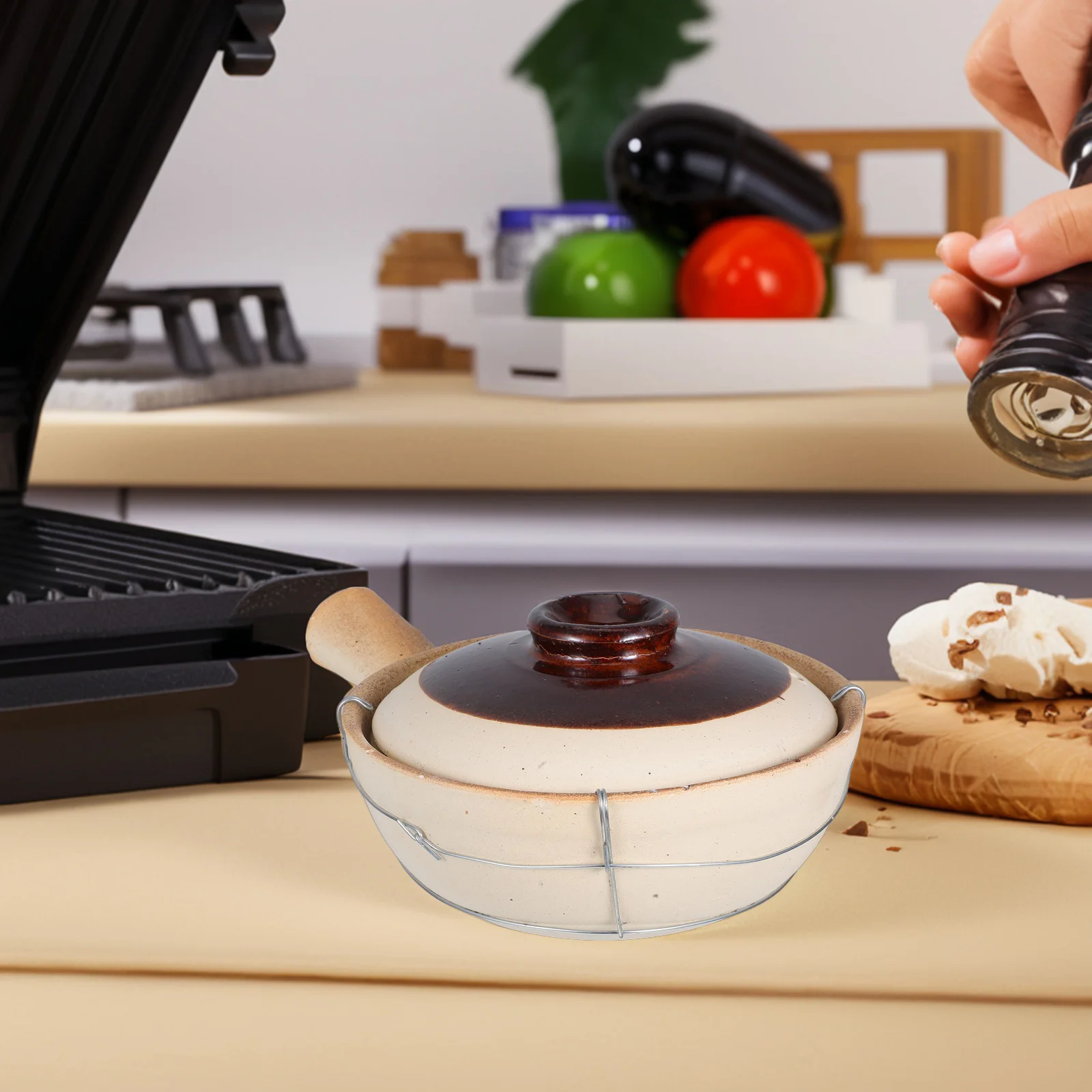 

Earthenware Cooking Pot Traditional Chinese Rice Casserole Dish with Lid Multi Purpose for Hot Pot Stews Braising and