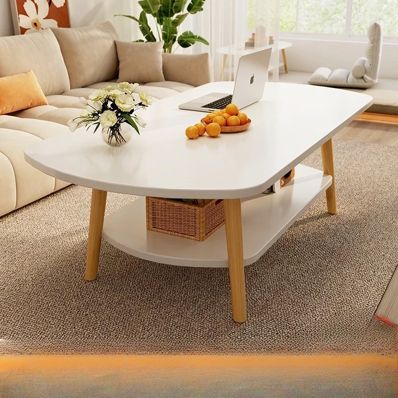 Mesa de centro para sala de estar, pequeño apartamento, mesa de té pequeña multifuncional, mesa pequeña nórdica simple de doble capa para alojamiento en familia