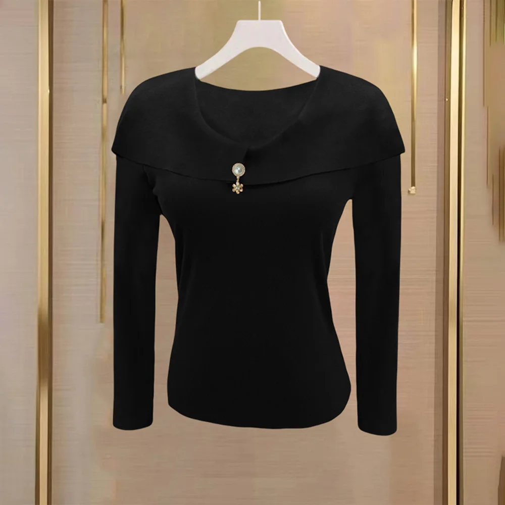 여성 니트 스웨터 V 넥 긴 소매 탑 화이트 레드 니트 스웨터 매일 사용 미세 탄성 폴리 에스터 직물