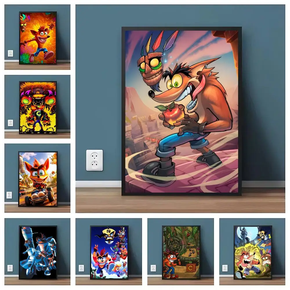 Retro Game C-Crash Bandicoot Poster Pegatina artistica HD autoadhesiva impermeable para salon dormitorio