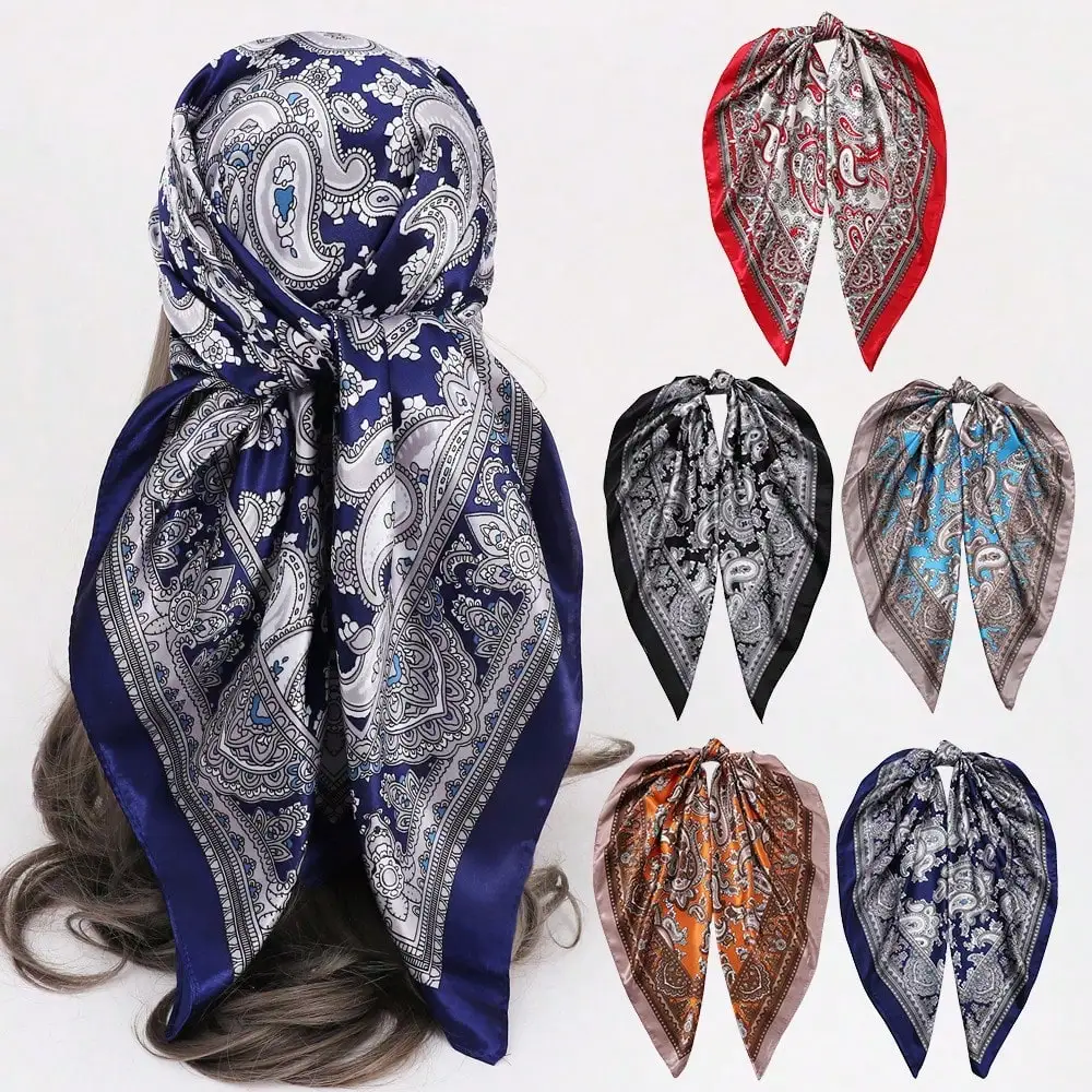 

Cashew flower bag headscarf 90cm silk scarf women's new trend fashion square scarf printed satin shawl\ printed square scarf, silk scarf, smooth fabric, headscarf, binding bag, decorative silk scarf and scarf suitable for daily use