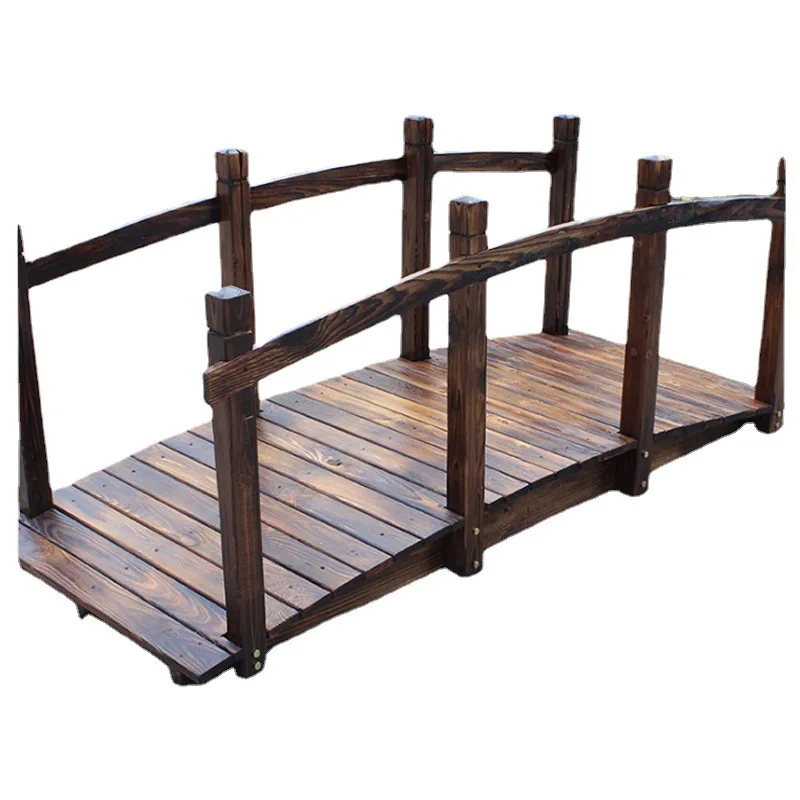 Anticorrosive wood bridge Outdoor courtyard Garden Carbonized wood Arch bridge Small wooden Solid wood landscape