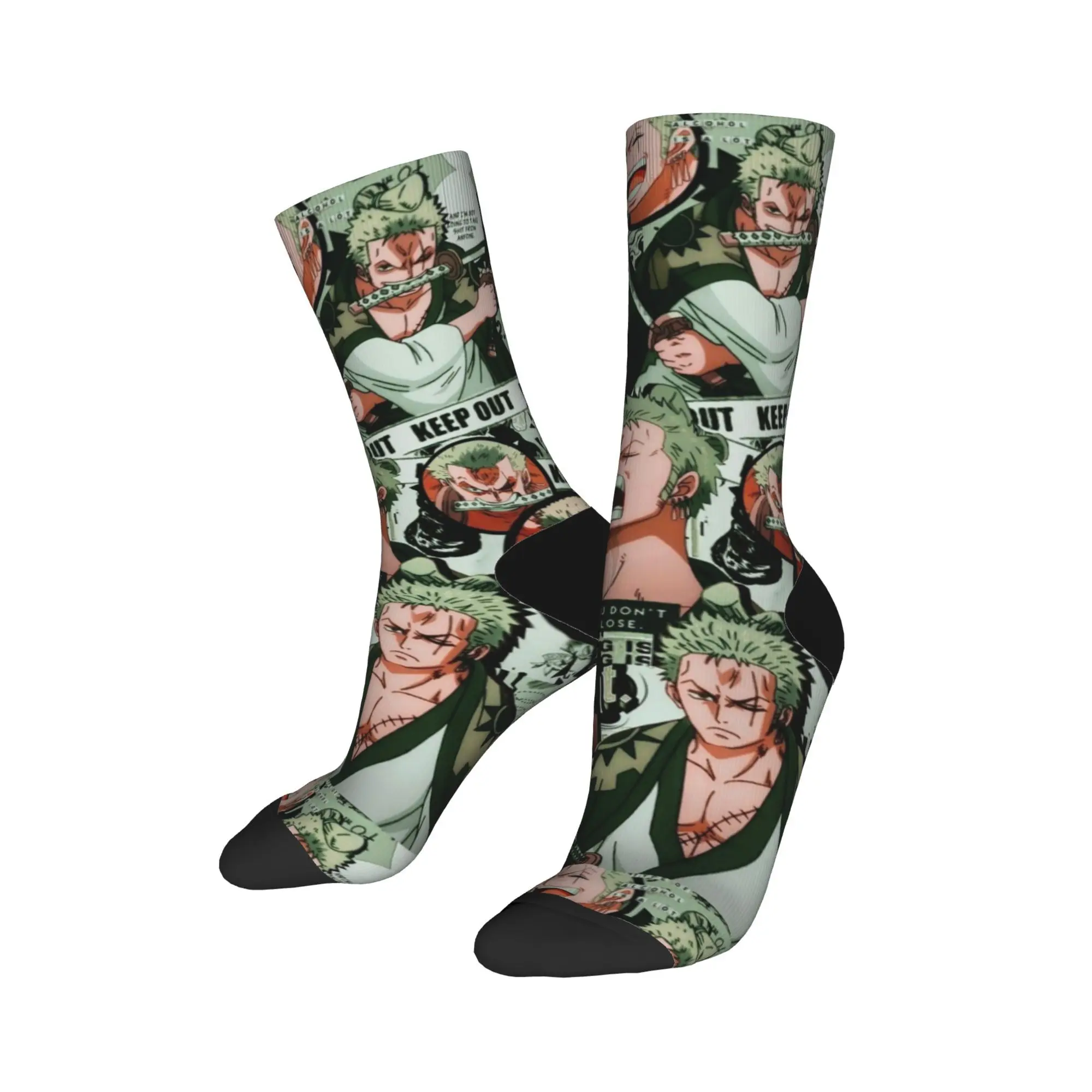 Zoro Roronoa Anime Collage Socks Men Women Funny Luffy Socks Novelty Spring Summer Autumn Winter Middle Tube Socks Gift