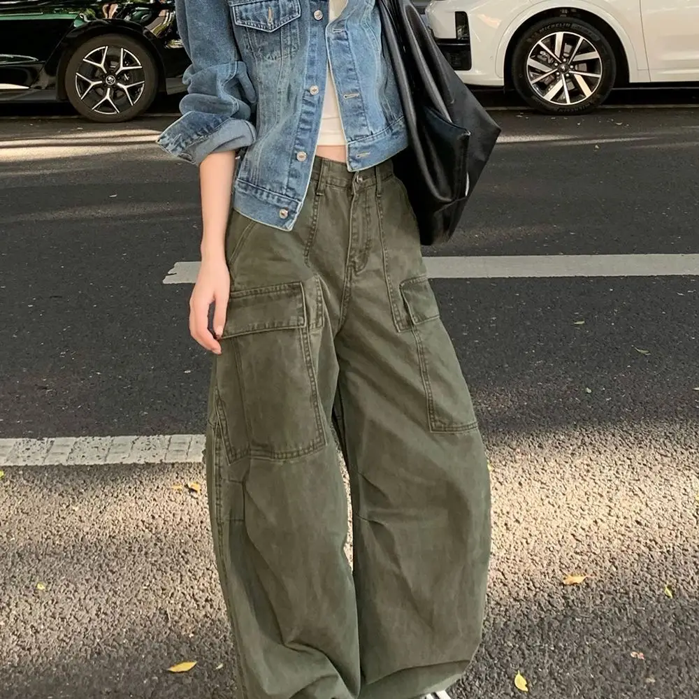 Pantalones de trabajo de talla grande 300 Pou, ropa de calle Retro americana, pantalones casuales sueltos de pierna ancha para hombres, cintura alta versátil de verano...