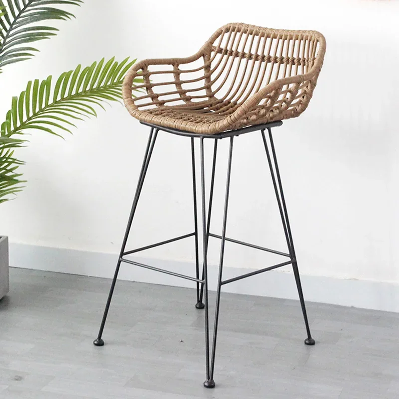 

Rattan Modern Luxury High Nordic Bar Chairs Accent Stool Luxury High Bar Chairs Ergonomic Taburete Alto Home Furniture