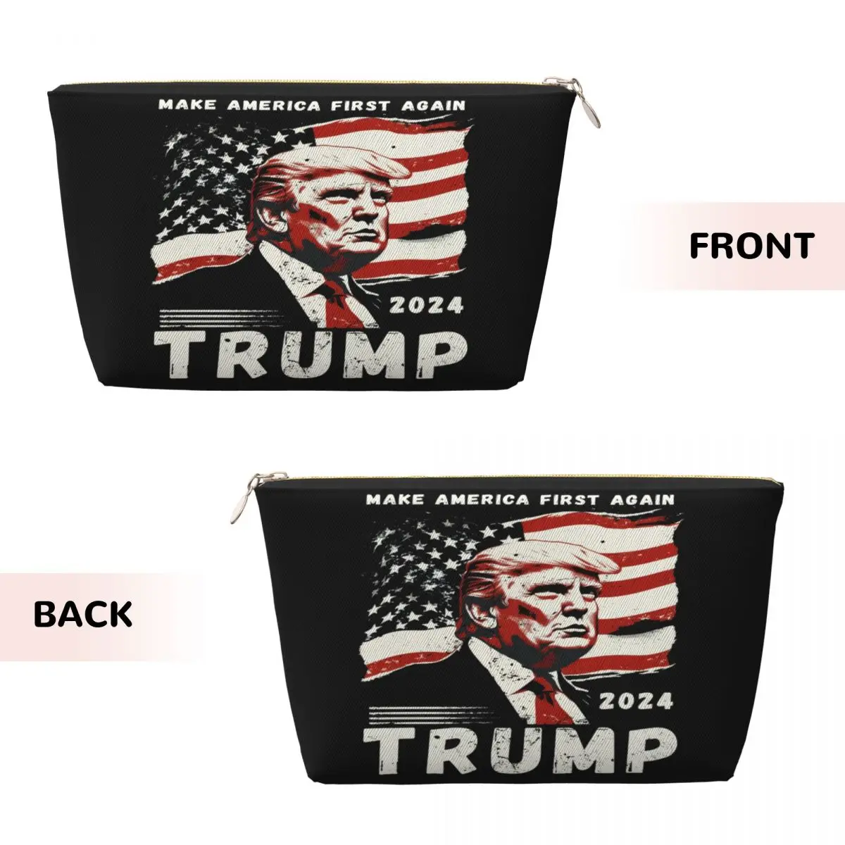 Custom Trump President America Flag Travel Cosmetic Bag for Women Toiletry Makeup Organizer Ladies Beauty Storage Dopp Kit