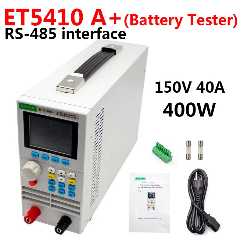 Electronic Load Tester 400w Battery Capacidade Tester Power Test Envelhecimento Tester 150v 40a Interface Rs485 Suporte a Software Et5410 dc