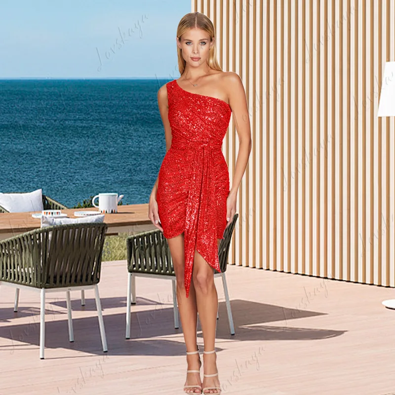 women's-new-foreign-trade-sleeveless-shoulder-bandage-skirt-high-end-european-and-american-sequin-dress-women's-clothing