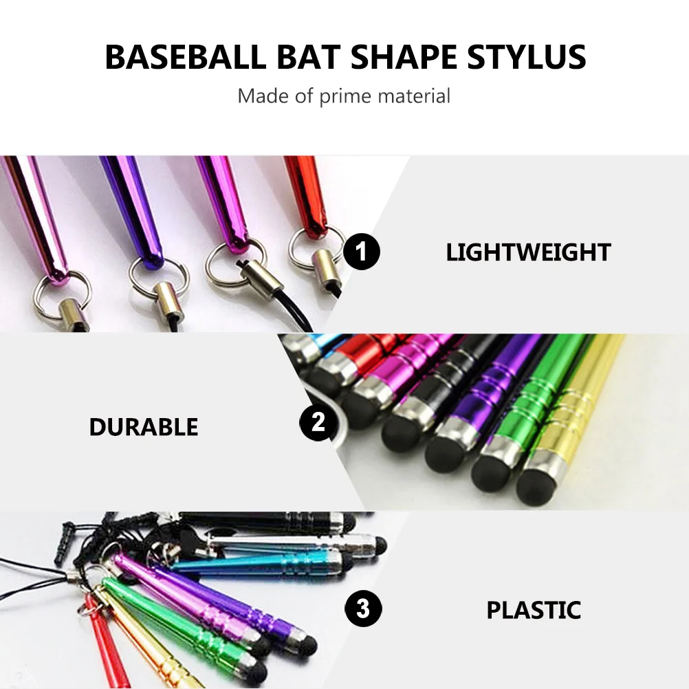 

40 pcs Baseball Bat Capacitor Stylus Pens Multipurpose Capacitive Pens For Phones Game Consoles 10 Bright Colors Universal
