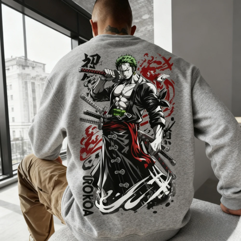 

New One Piece "animated Spin Off Three Blade Flow Roronoa Solon Print Unisex Autumn Fashion Casual Pure Cotton Long Sleeved Top