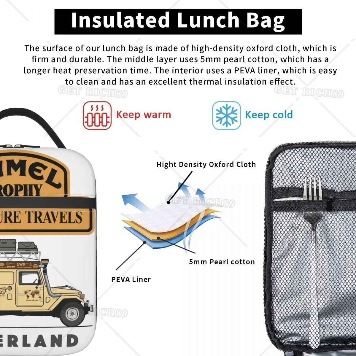 Camel Trophy Thermal Insulated Lunch Bag for Women Men Travel Defender Overland Portable Lunch Container Thermal Cooler Food Box