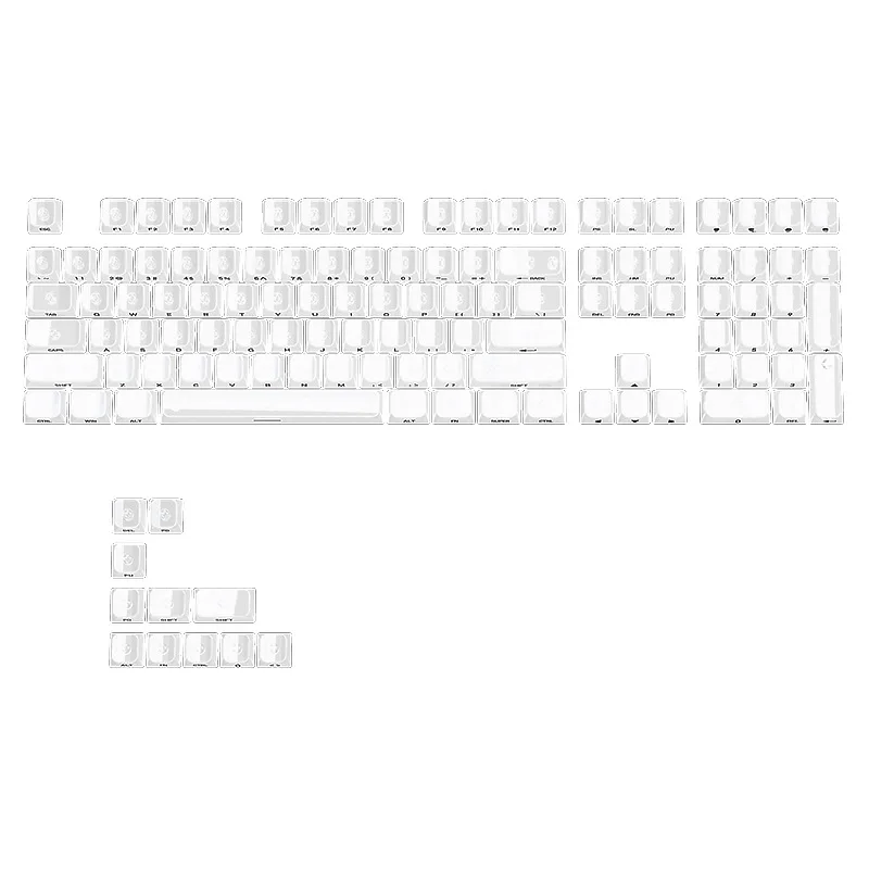 Keycap Personalized fish White Keycap MDA Height Small Full Set 119 Keys Side Engraved Characters PC Translucent Light