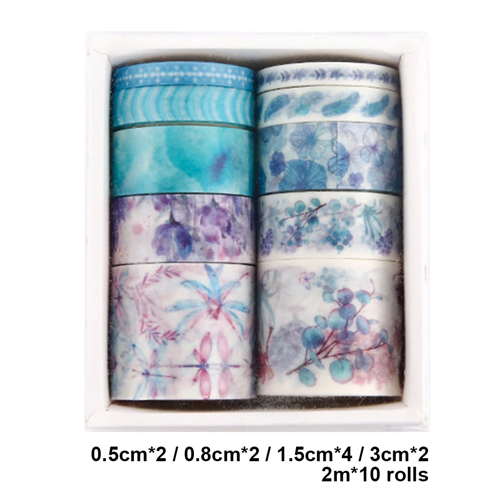 10 рулонов клейкой ленты, набор многоразовых лент Васи, наклейки на ленту для художников, предварительно весенние художественные работы, декоративная лента для весеннего случая