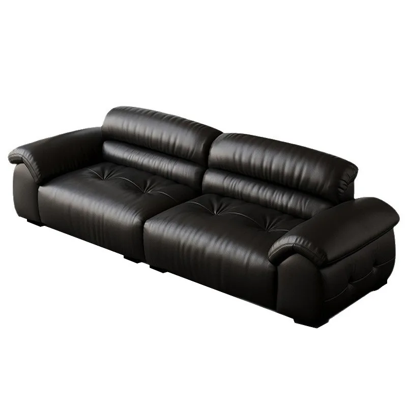 Elephant high backrest first layer cowhide sofa retro straight row sofa