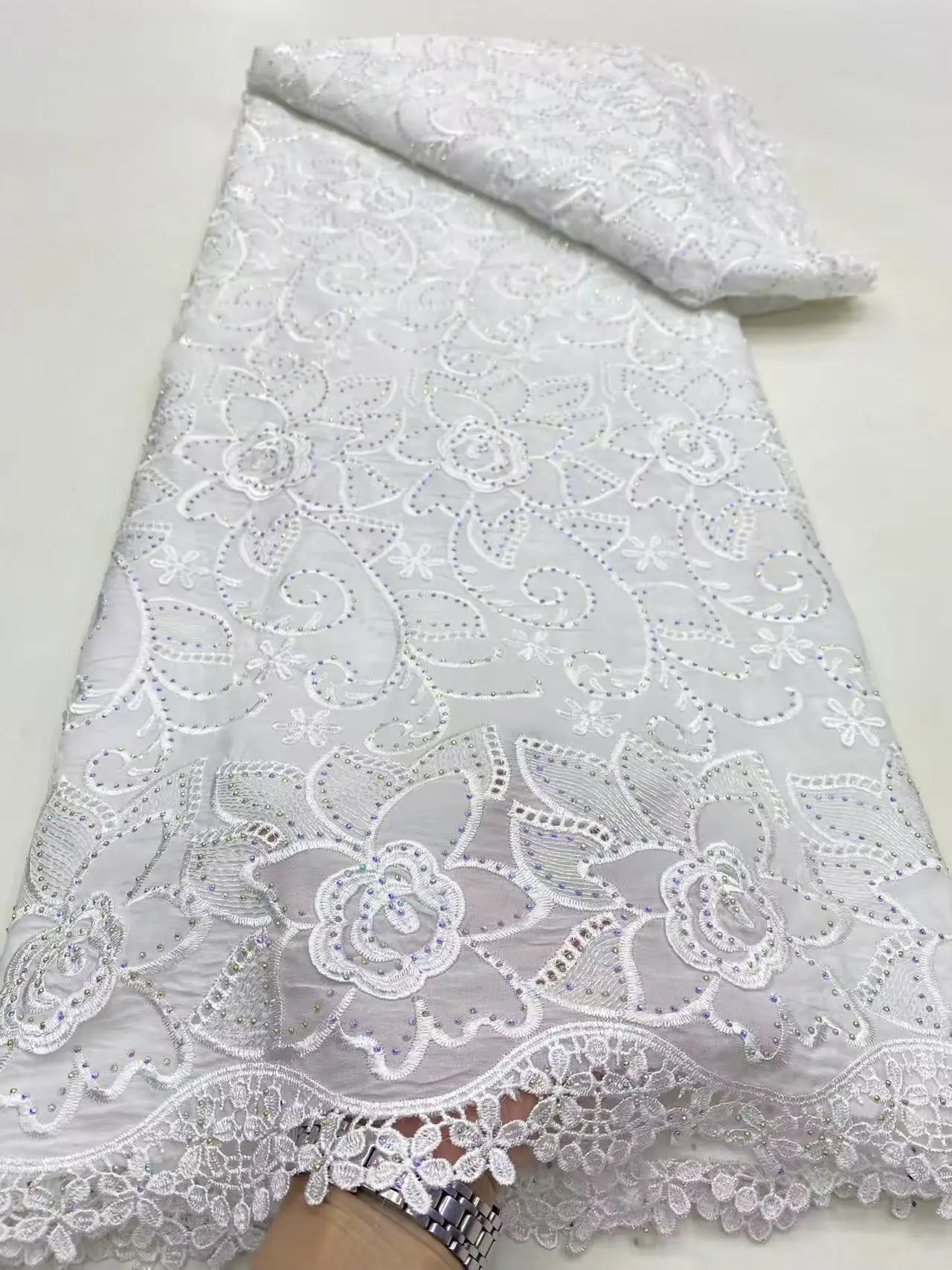 

Latest White Stones African Nigerian Tulle Lace Fabric 2025 High Quality French Lace Fabric For Women Party Dress Sew PDP25149
