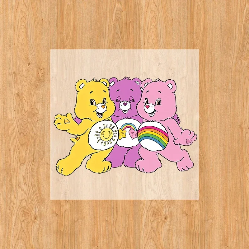 Kawaii Care Bears ความร้อนสติกเกอร์การ์ตูนอะนิเมะสําหรับ T เสื้อ Hoodie เสื้อผ้า DIY เด็กแพทช์เหล็กบน Transfer Applique ของขวัญ