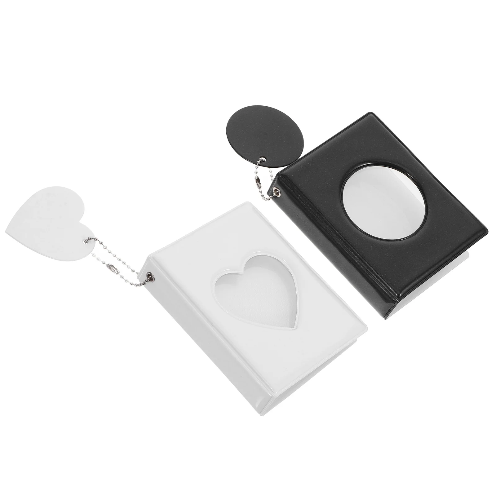 

2Pcs Photocard Book Mini Album Heart Round Hollow Small Portable Photo Card Storage Collection Game Card Holder