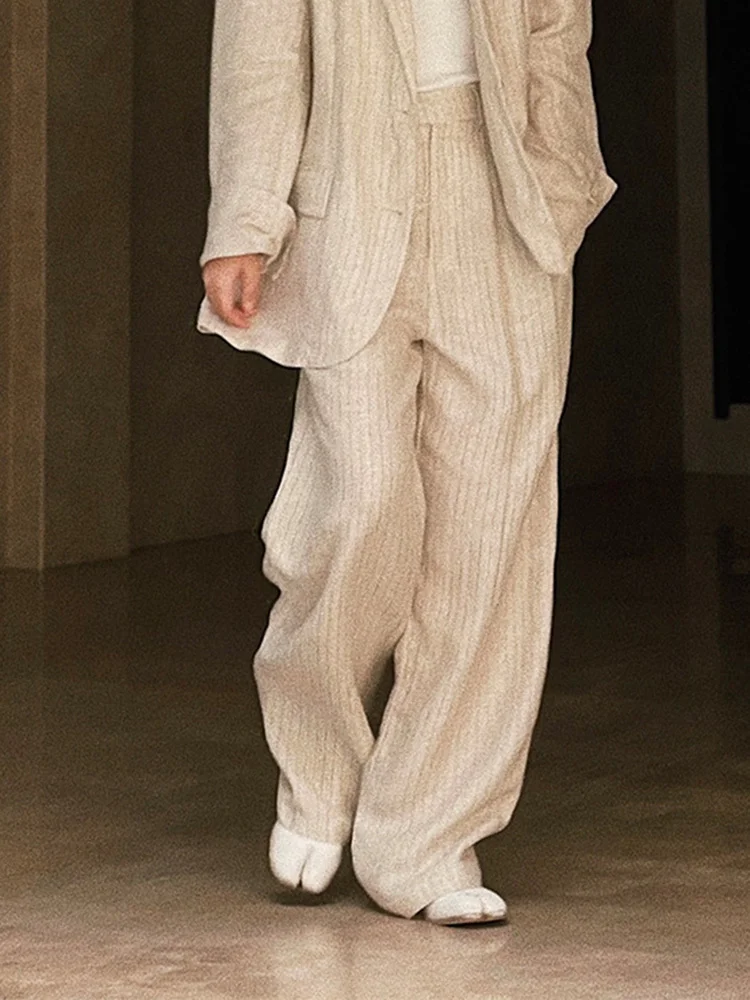 

High Waist Apricot Vintage Linen Wide Leg Pants New Loose Fit Trousers Women Fashion Tide Spring Autumn 2023 M306