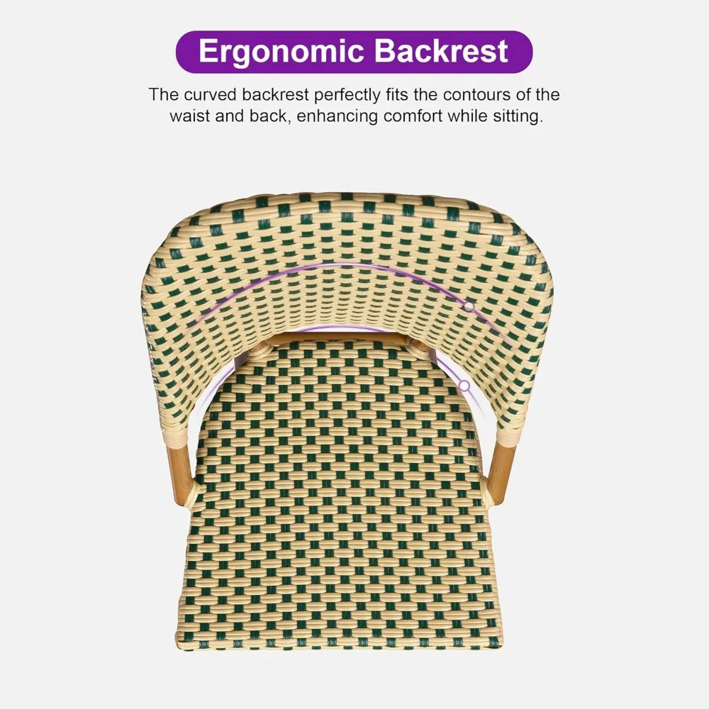 French Country Outdoor Bar Stools Set of 2 Patio Wicker 30 Inch High Bar Stool Chairs Metal Rattan Barstools with Er