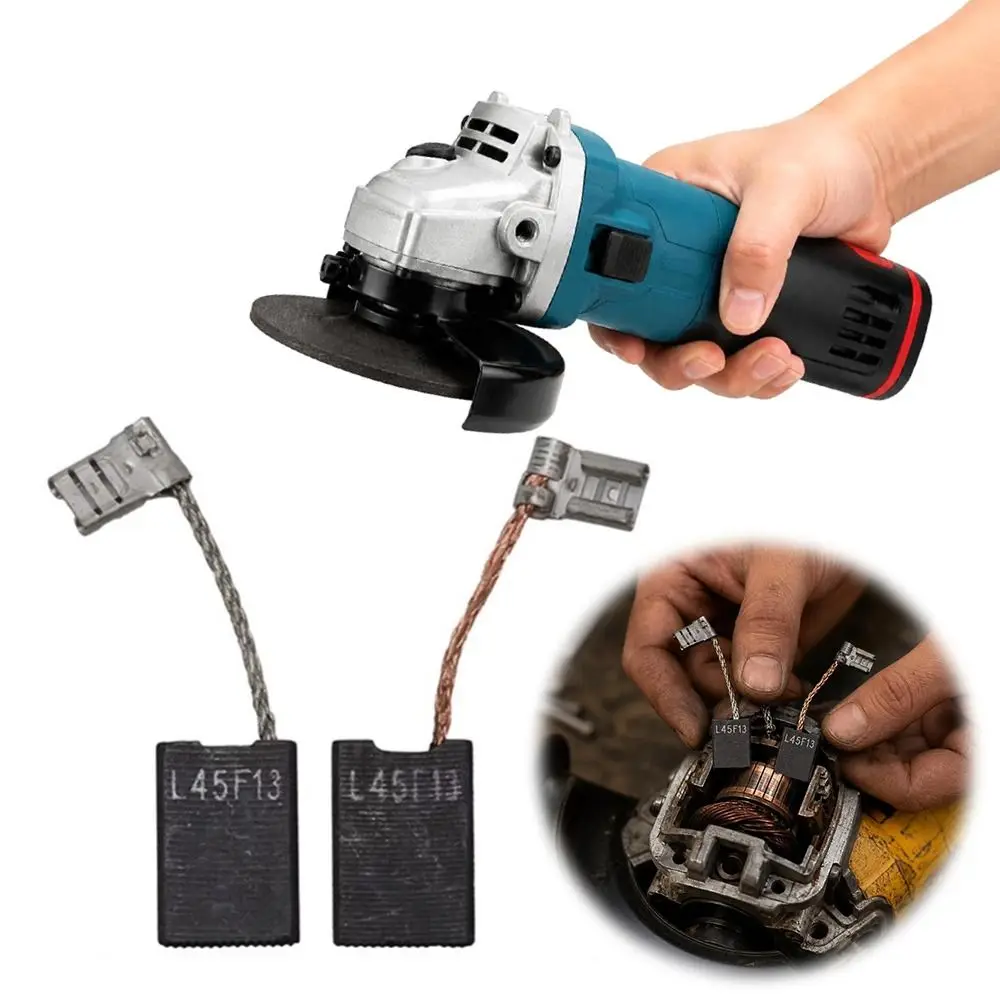 2Pcs Carbon Brushes Copper Terminals Conductive Angle Grinder Brushes Replacement Parts Rectangular Brush Blocks