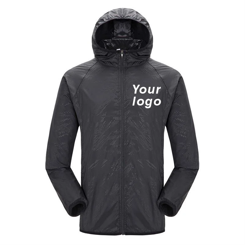 Summer Men\'s Outdoor Custom Jacket Waterproof Hooded Windbreaker Diy Photo Jacket Casual Logo Ladies Sun Protection Clothing 4xl