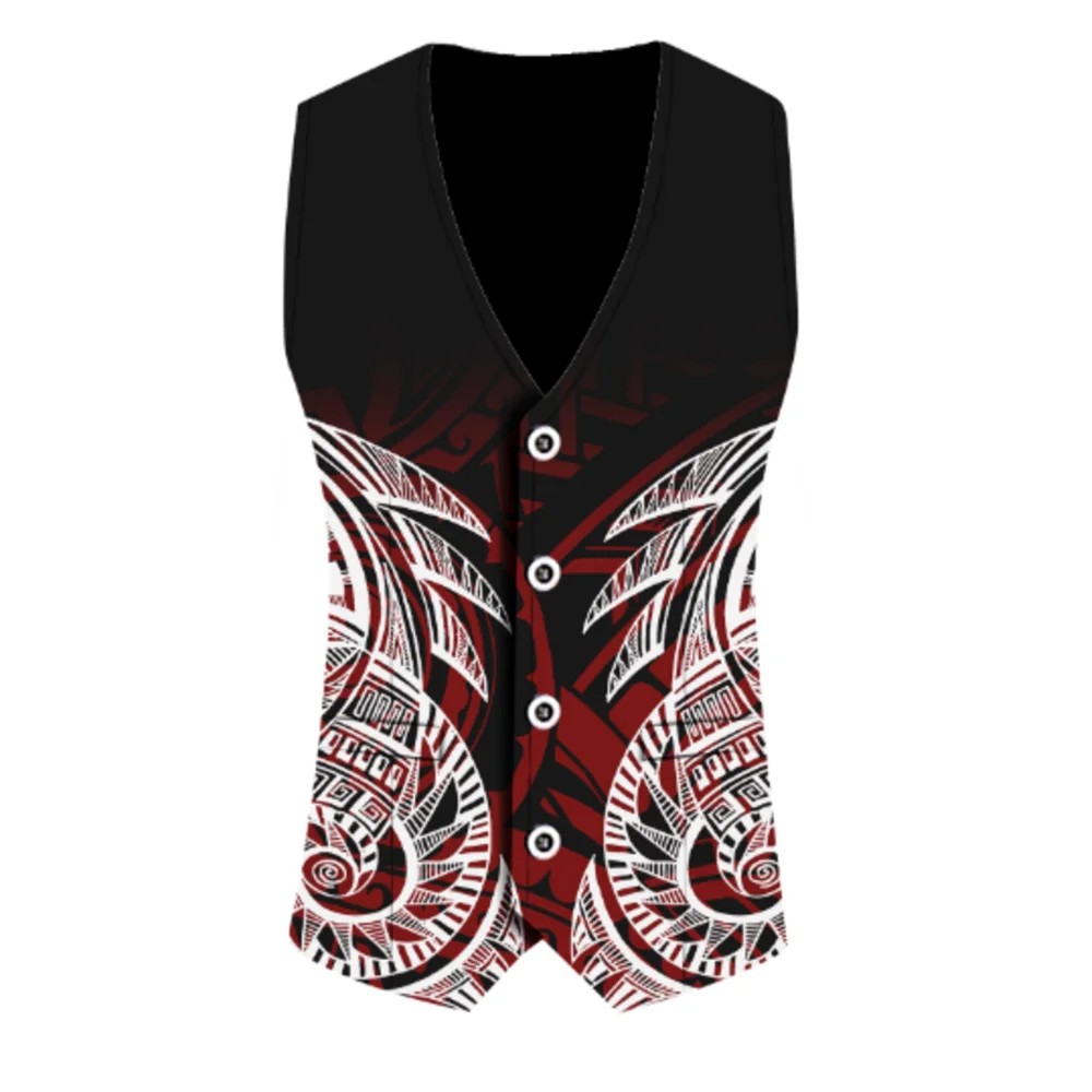 Polynesian Men's Vest Custom Vintage Art Print Vest 2024 New design High quality Men's vest Sleeveless Coat Hawaii