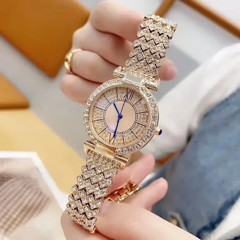 Reloj para Mujer, reloj de cuarzo con diamantes de imitación de lujo, reloj de pulsera con correa de aleación de negocios Noble para Mujer, regalo para Mujer, reloj para Mujer