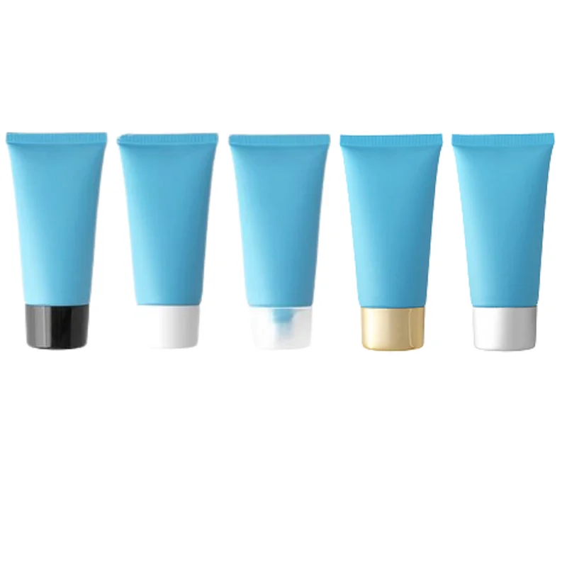 

Refillable Bottle Frosted Blue Empty Plastic PET Soft Tube Screw Lid 50G 30Pcs Packaging Container Cosmetic Squeeze Bottles