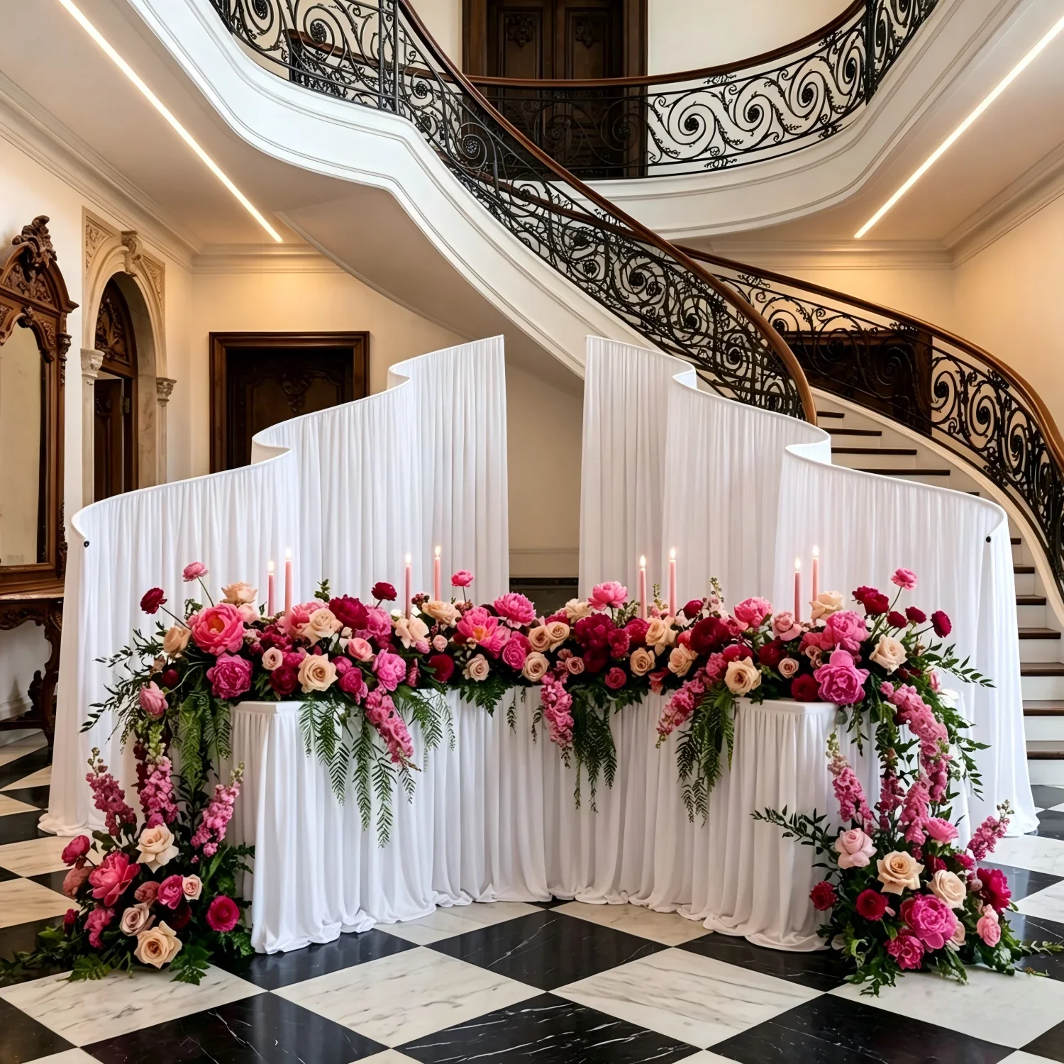 Großer S-förmiger Wellen-Hochzeitsbogen-Hintergrundständer, gebogener Metallrahmen für Events, Partys, Bühnenhintergrund, Vorhang, Blumenständer, Deko-Requisiten – Detail 5