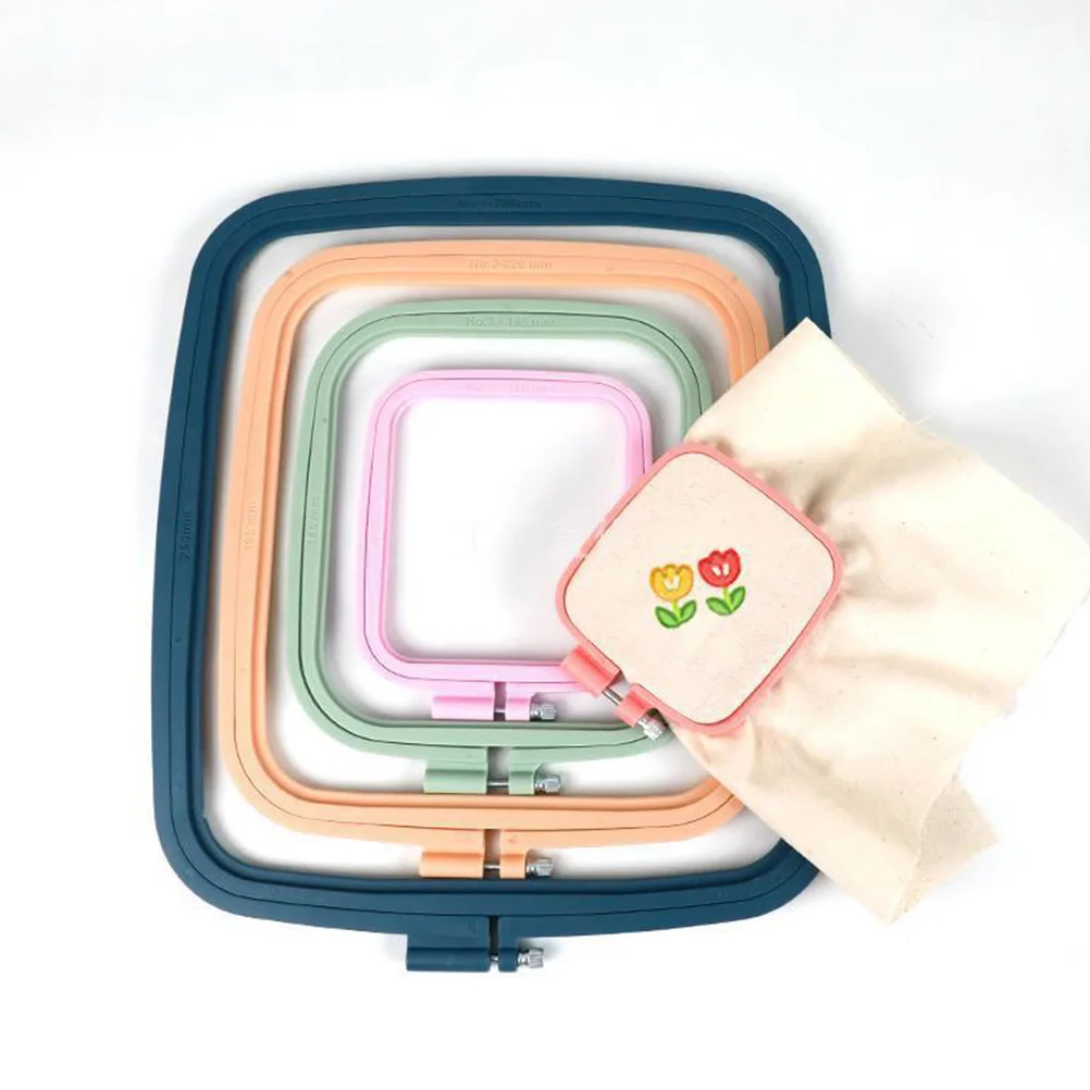 

3pcs Square Embroidery Hoop Reusable Cross Rings Plastic DIY Craft Sewing Hoops Adjustable Stitching Tools Smooth Surface