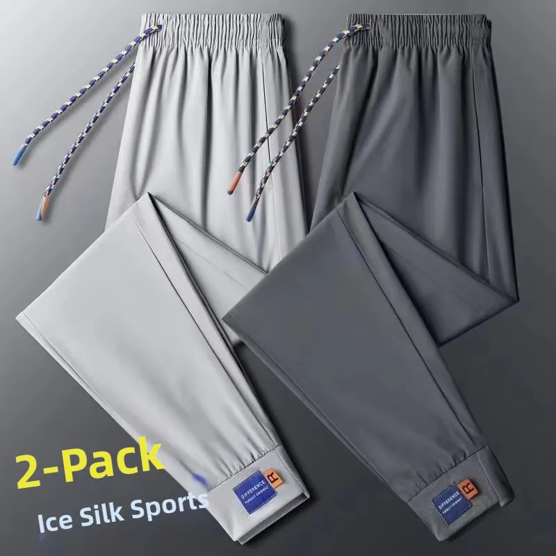 

Мужские рабочие брюки из ледяного шелка, свободный крой, ультратонкие летние повседневные брюки Qui Dry, прямые длинные брюки из полиэфирного волокна