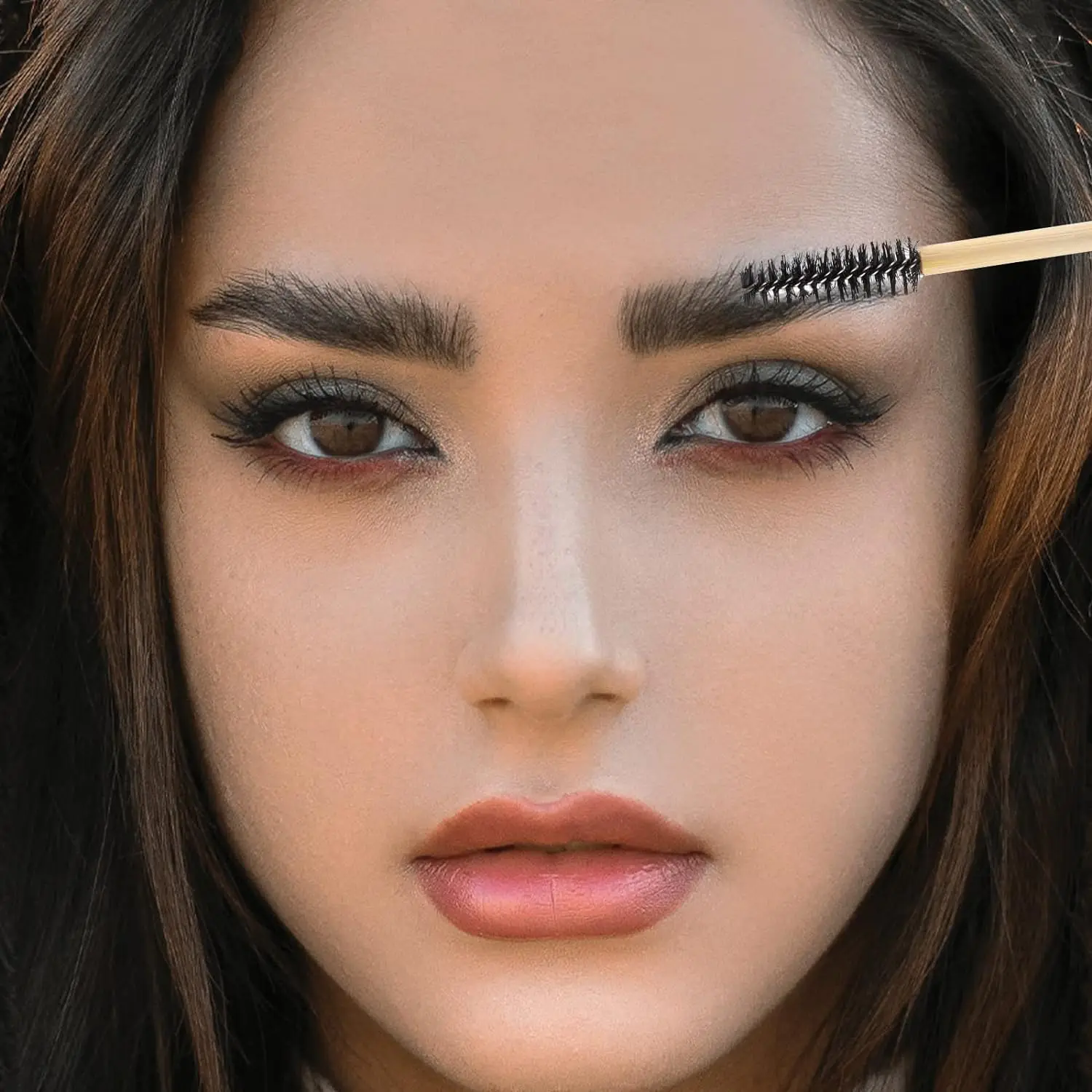 ‌ แปรงปัดขนตาแบบใช้แล้วทิ้งด้ามไม้ไผ่ 50 ชิ้น - หัวมาสคาร่าซิลิโคนแบบใช้ซ้ำได้สำหรับคิ้วและต่อขนตา อุปกรณ์แต่งหน้า